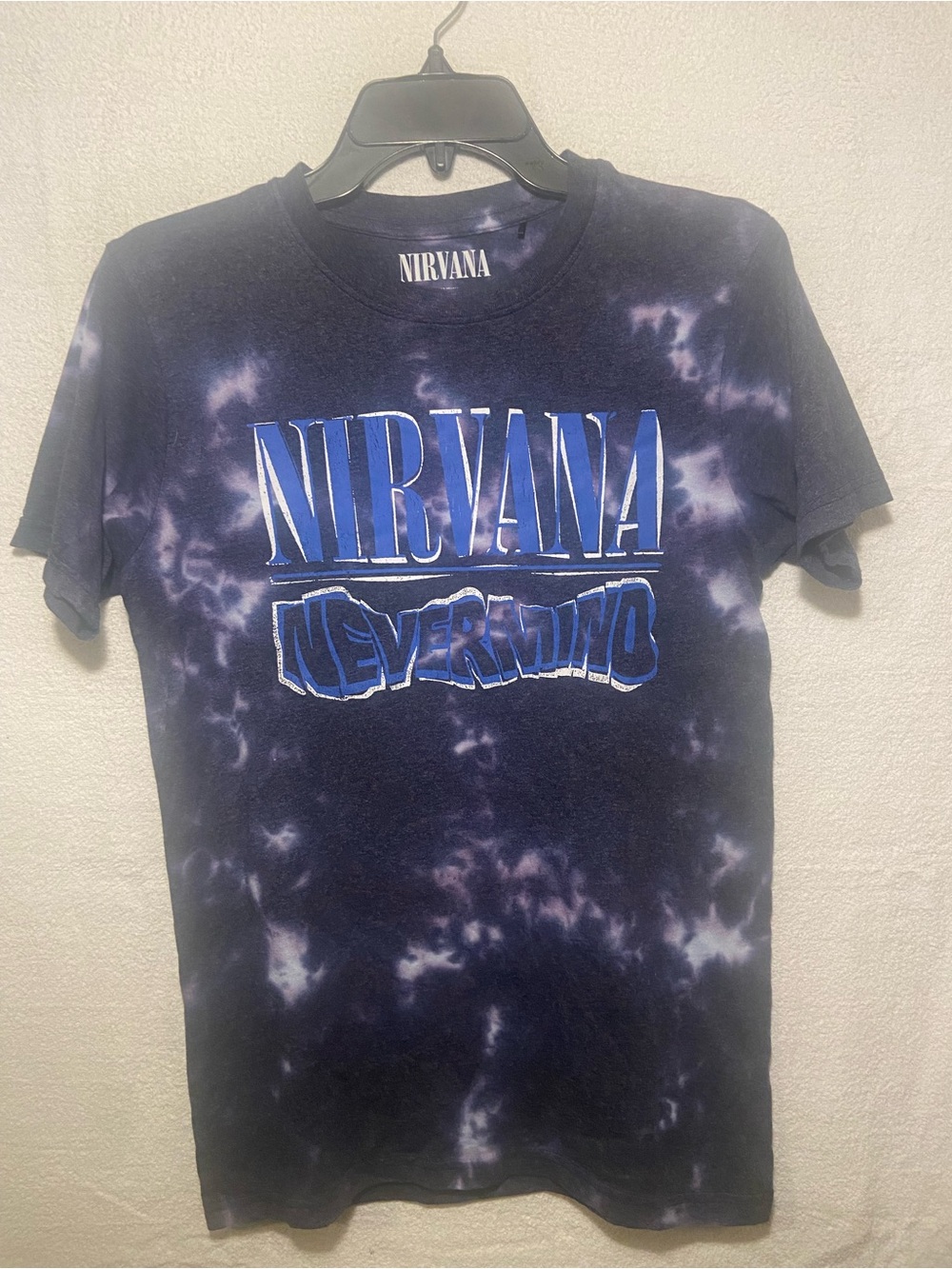 Nirvana Nevermind Tie-Dye Logo Tee - Purple/Black Short Sleeve Women’s Small
